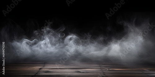 Mysterious fog on dark empty background,Premium Photo | Dark abstract empty wooden table top and smoke