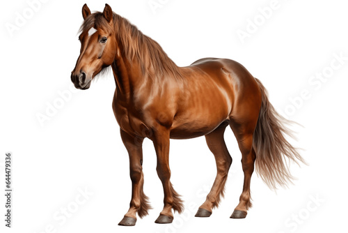 Portrait of a Running Brown Horse Isolated on a Transparent Background PNG. Generative Ai