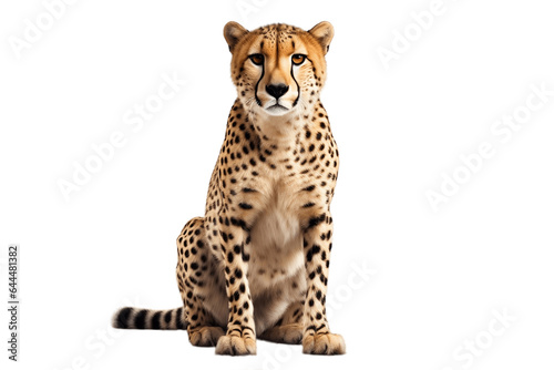 Cheetah Sitting Still Isolated on a Transparent Background PNG. Generative Ai