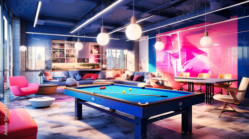 Office playroom with foosball and ping pong tables