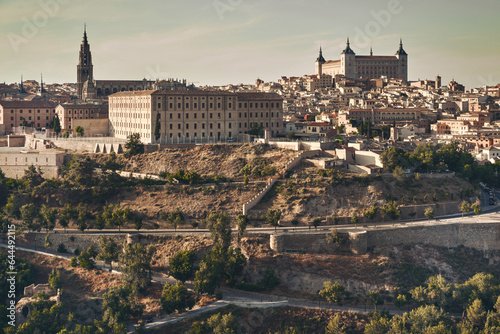 Aerial panoramic drone point of view historical city of Toledo