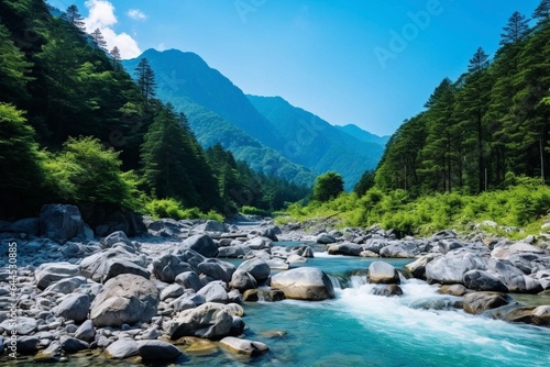 美しい山と川の風景
