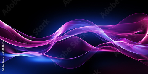 Fantasievoller lila leuchtender welliger Rauch als Hintergrund im Querformat für Banner, ai generativ