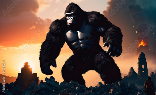 King Kong. Frightening giant monkey. 