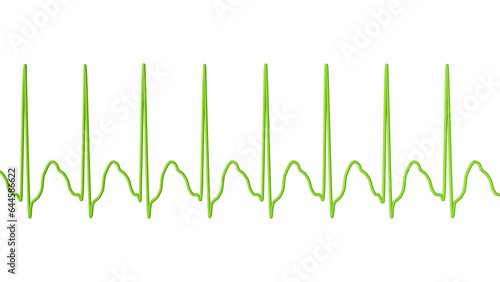 ECG in atrial flutter, 3D illustration