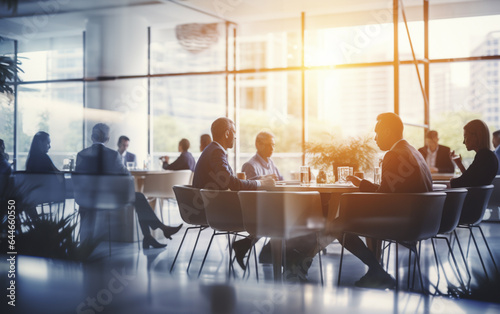 Blurred soft of people meeting at table business people talking in modern office