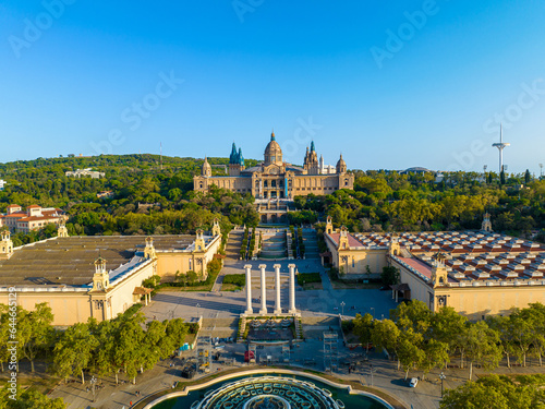 Aerial view of the Montjuïc, a hill in Barcelona, Catalonia, Spain