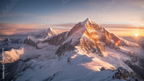 Alpenglow Sunrise: Nature's Radiance, Generative AI