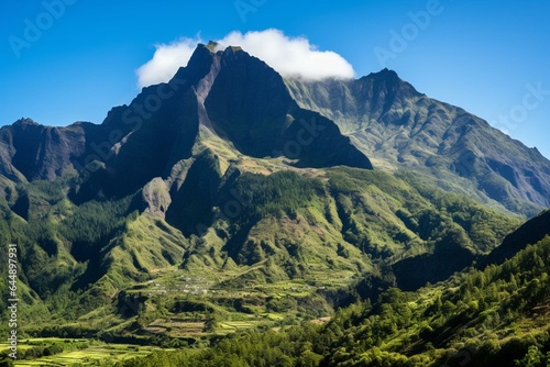View of Piton des Neiges from Maïdo - Reunion Island. Generative AI
