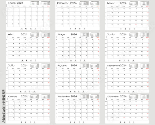 2024 calendario oficina lunas España
