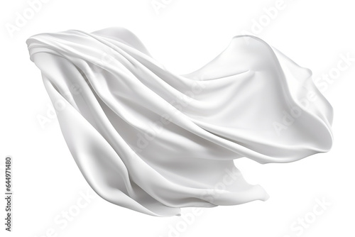 Flying white silk fabric. Cutout on transparent background