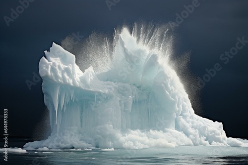 Captivating ice formation concealing peril below, symbolizing climate change and thawing glaciers. Generative AI