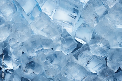 Top close view of Frozen Ice Cubes Crystals background.