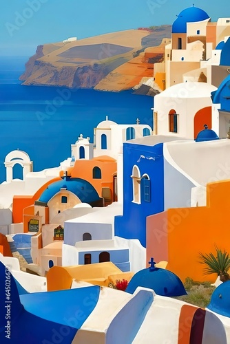 Mediterranean landscape of Santorini Greece
