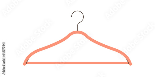Wooden clothes hanger and empty accessory with hook for apparel hanging, garment storage item, wood object for wardrobe isolated on white background flat vector illustration.