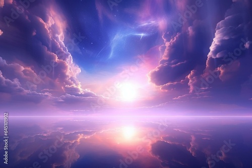 Mesmerizing ethereal sky with radiant lights, inspiring for uplifting and majestic wallpapers. Generative AI