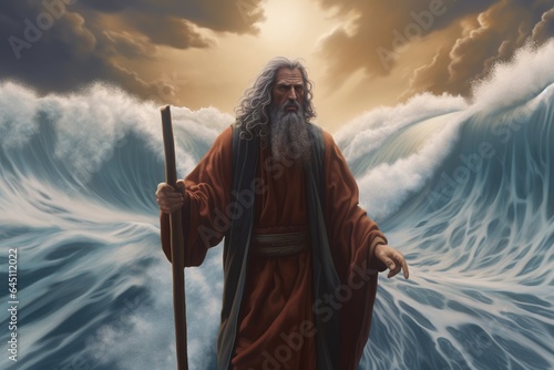 Religious biblical concept, the story of Moses parting the sea, flight from Pharaoh, the Jews, belief in God and Jesus Christ , the liberation of the Jews from Egyptian captivity, the miracle .