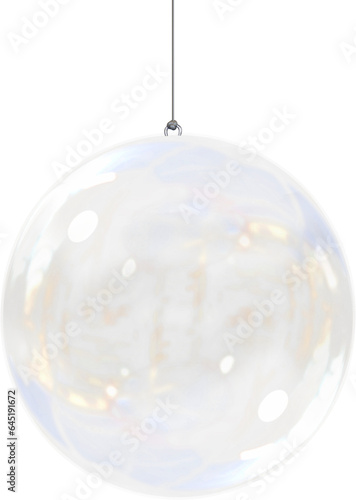 Digital png illustration of clear glass christmas bauble on transparent background