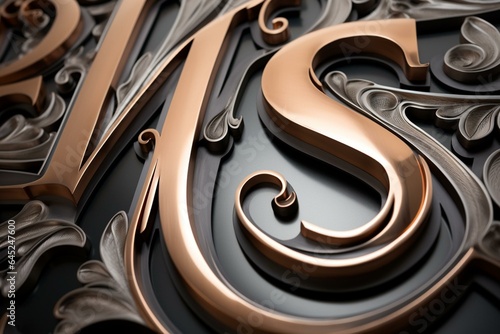 3D metal lettering with raised surface for creating embossed effect. Generative AI