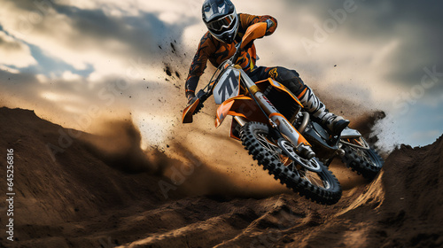 Motocross Racers on Dirt . Extreme Sports and Motorsports photos. Ai generative.