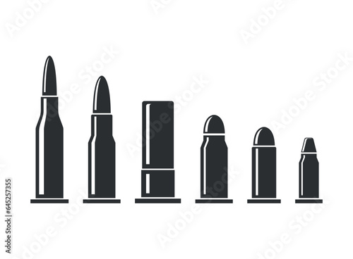 Cartridges icon in flat style. Bullet ammunition symbol vector illustration on isolated background. Ammo sign business concept.