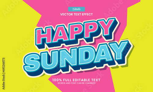 Design editable text effect, happy sunday 3d text concept vector illustration