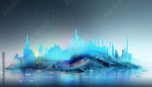 global financial growth and technological connectivity in a futuristic cityscape,dynamic skyline represents the epitome