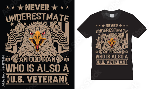 Veteran typography premium vector t shirt design template.
