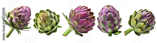 Set oF artichoke transparent isolated on white background cutout. PNG file ,artwork graphic design ,Generative AI