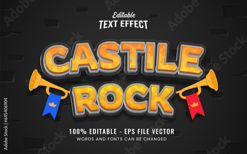 Castile rock cartoon game adventure tittle 3d editable text effect style Free Vector. Suitable for game adventure for kids 