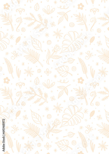 Ilustraciones con patrones de hojas y flores en tono amarillo. Ideal para imprimir tamaño carta (A4)