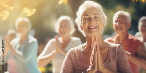 Elderly Practicing Yoga and Exercising in a Serene Garden, Promoting Exercise, Healthy Living, and Wellness for Senior Citizens in Thailand and India, Embracing the Joy of Active Aging