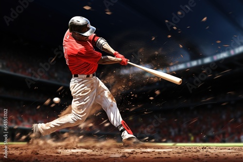 Baseball player hitting a home run.