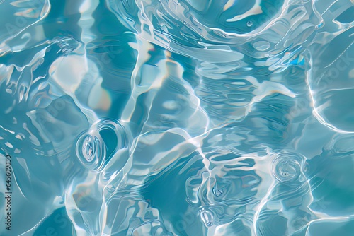 Clear water in swimming pool with ripple in clean aqua liquid. Summer wallpaper blue background and reflection of sunlight on water surface.