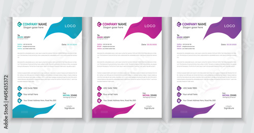 concept business style letterhead template design. Professional and modern letterhead template design. Simple corporate letter-head template design vector set,