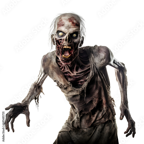 Scary zombie isolated on transparent background PNG