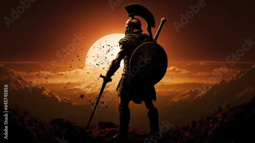Silhouette Spartan warrior