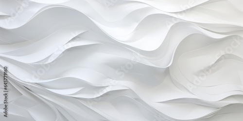 Flowing Thin White Lines in Delicate Paper Cutout Style, Depicting Yogurt, Cream, Ice Cream