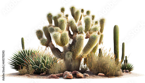 Saguaro cactus, Carnegiea gigantea, Iconic desert plant of the Southwest. 3d render, transparent background, png cutout