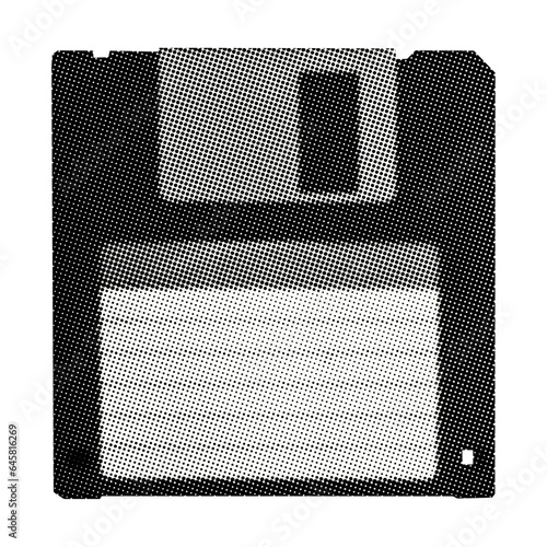 floppy disk isolated retro halftone dotted texture vintage magazine style grunge collage element