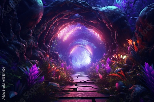 Magical mystery tunnel in a glowing cave