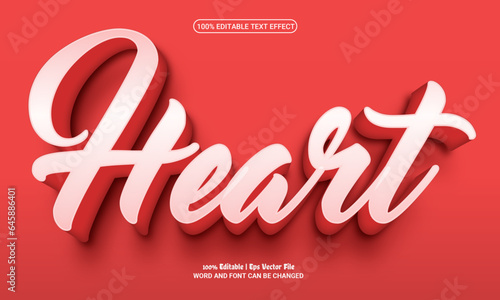 Heart 3d editable premium vector text effect