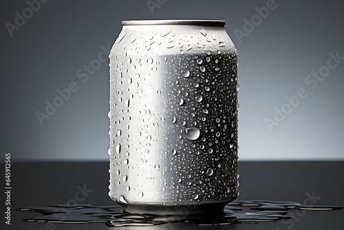 soda can with water drops isolate