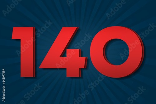 140 one hundred and forty Number count template poster design. abstract