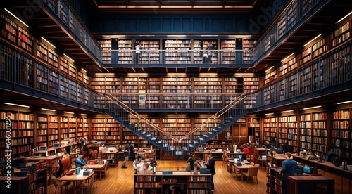 world largest library, library background, modern designed library, much more books in the library
