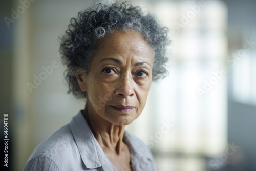 Inside pale walls of hospital room, biracial woman in golden years rejecting reality that she needs help with basic tasks. reliance on denial defense mechanism allows to navigate difficult