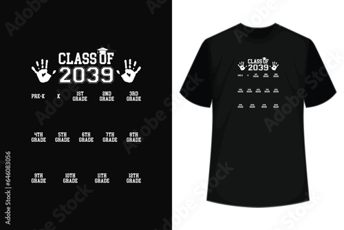 Class of 2039 Grow With Me Shirt With Space For Checkmarks T-Shirt