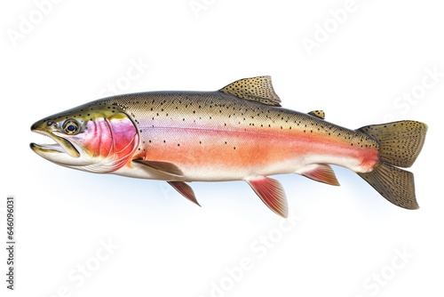 A vibrant rainbow trout fish with its mouth wide open created with Generative AI technology
