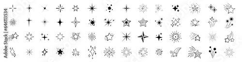 Stars line art icon. Sparkle star icons. Vector blink star for logo, sparkle clipart