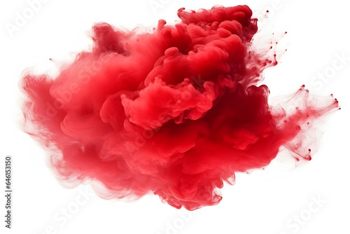 Red Smoke Dust Explosion: A Fiery Burst of Vibrant Colors and Dynamic Energy separated on white background, brilliant smoke clouds on white background, generative ai